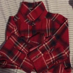 Red Plaid Long-sleeved Shirt